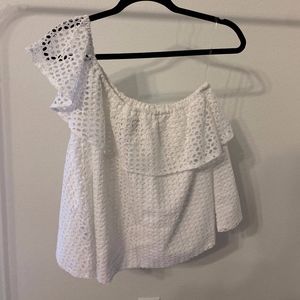 LAUREN JAMES EYELET ONE SHOULDER TOP!